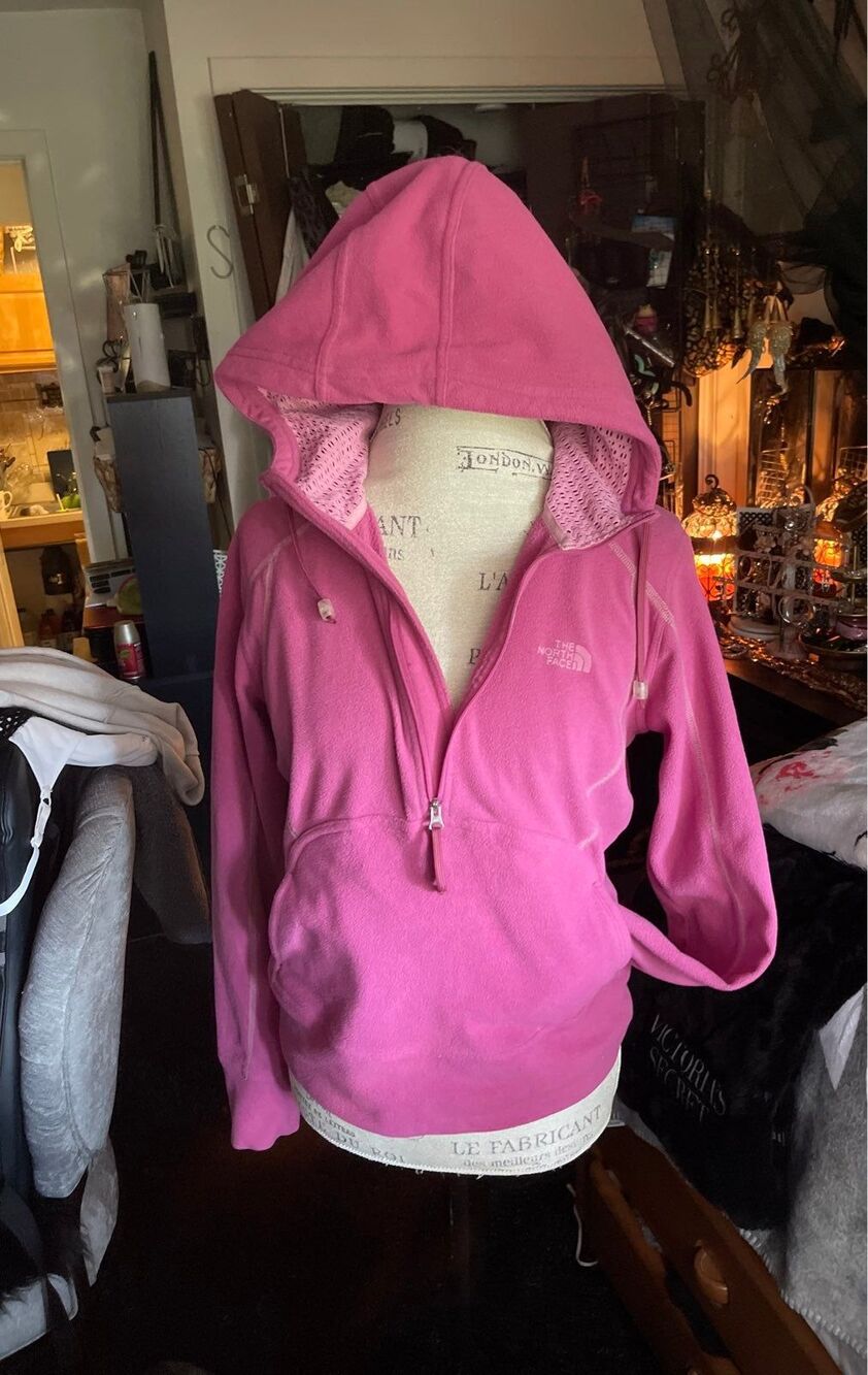 The North Face TKA micro fleece hooded quarter zip jacket sweatshirt